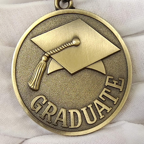NEW Graduation Cap Medal 50mm with Blue Ribbon - Due May 2024 - Click for Bulk Discounts